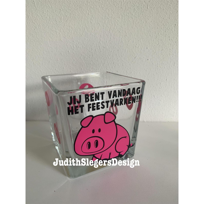 glasblok varken 10 x 10 cm